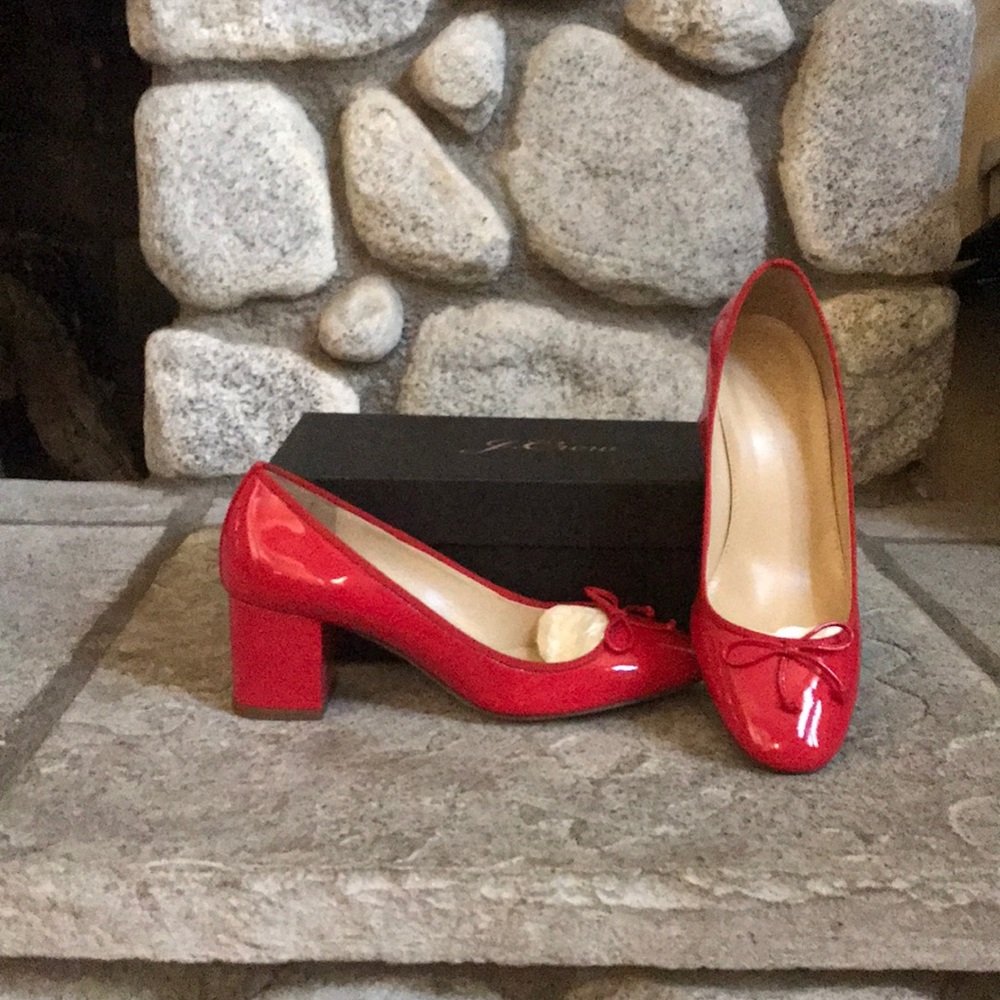 J Crew Red Patent Ballet Pump size 8